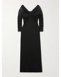 Max Mara - Locri Midikleid Aus Jersey Mit Raffungen Und Tüllbesätzen - Lyst