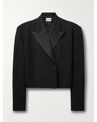 KHAITE - Raymond Cropped Satin-Trimmed Crepe Blazer - Lyst