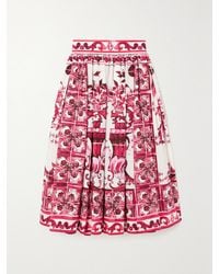 Dolce & Gabbana - Poplin Midi Skirt With Majolica Print - Lyst