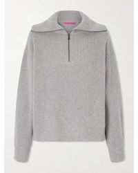 The Elder Statesman - Runyon Ribbed Cashmere Turtleneck Half-Zip Sweater - Lyst