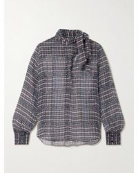 Isabel Marant - Geona Tie-Neck Checked Silk-Crepon Blouse - Lyst