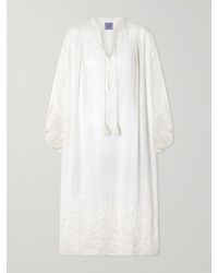 Thierry Colson - Guise Tasseled Pleated Embroidered Cotton-Voile Midi Dress - Lyst