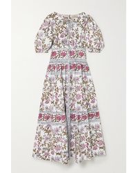 Hannah Artwear + Net Sustain Camilla Tiered Floral-print Cotton-poplin Maxi Dress - White