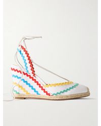 Aquazzura - Ric Rac 85 Leather-Trimmed Raffia Wedge Espadrilles - Lyst