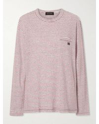 Wales Bonner - Hour Embroidered Striped Linen And Cotton-Blend T-Shirt - Lyst