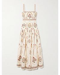 Agua Bendita - Lima Tiered Floral-Print Linen Maxi Dress - Lyst