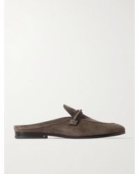 Brunello Cucinelli - Bead-Embellished Suede Slippers - Lyst