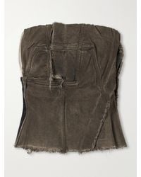 Rick Owens - Drkshdw Paneled Frayed Stretch-Denim Top - Lyst