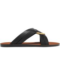 Chloé Rony Embellished Leather Slides - Black