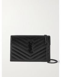 Saint Laurent - Cassandre Envelope Chain Matelassé Textured-Leather Wallet - Lyst