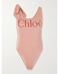 Chloé - Tie-Detailed Printed Swimsuit - Lyst