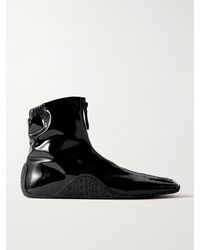 Alaïa - Sneaker Faux Patent Leather Ankle Boots - Lyst