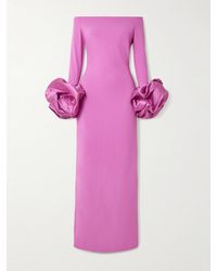 Solace London - Talia Off-The-Shoulder Faille-Trimmed Crepe Gown - Lyst