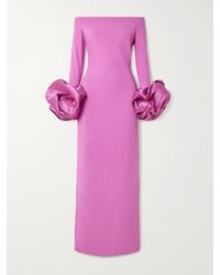 Solace London - Talia Schulterfreie Robe Aus Crêpe Mit Faille-Besätzen - Lyst