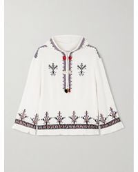 Isabel Marant - Kameya Hooded Frayed Embroidered Woven Blouse - Lyst