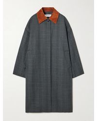 Rohe - Suede-Trimmed Checked Wool Coat - Lyst