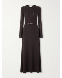 Gabriela Hearst - Imagene Belted Ribbed Pointelle-Knit Wool Midi Dress - Lyst