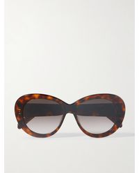 Celine - Triomphe Round-Frame Tortoiseshell Acetate Sunglasses - Lyst