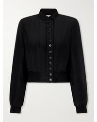 McQueen - Embroidered Silk Crepe De Chine Bomber Jacket - Lyst