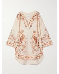 Zimmermann - Ascension Hooded Printed Cotton Mini Dress - Lyst