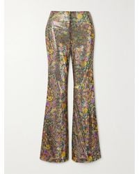 La DoubleJ - Disco Floral-Print Sequined Tulle Flared Pants - Lyst