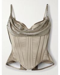 Wiederhoeft - Salon Bead-Embellished Silk-Satin Bustier Top - Lyst