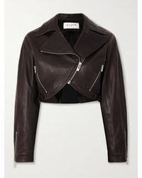 Alaïa - Cropped Leather Biker Jacket - Lyst