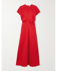 TOTEME - Slouch Waist Gathered Wool-Crepe Maxi Dress - Lyst