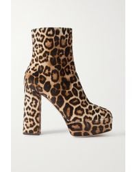 Giuseppe Zanotti Leopard-print Velvet Platform Ankle Boots - Brown