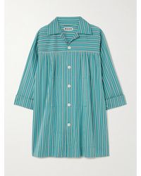 Bode - Shore Stripe Quincy Cotton-Blend Poplin Mini Shirt Dress - Lyst