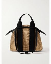 Muuñ - Mina Mini Canvas-Trimmed Woven Straw Tote - Lyst