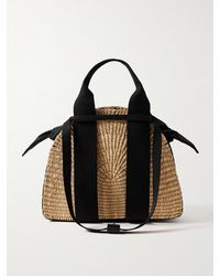 Muuñ - Mina Mini Canvas-Trimmed Woven Straw Tote - Lyst