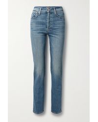 Mother Double Hiker High-rise Straight-leg Jeans - Blue