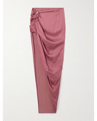 Rick Owens - Edfu Ruffled Asymmetric Draped Satin Maxi Skirt - Lyst