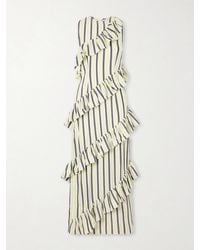 Marrakshi Life - Spiral Ruffled Striped Cotton Maxi Dress - Lyst