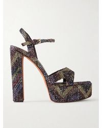 Missoni - Angela Sequin-Embellished Striped Woven Platform Sandals - Lyst