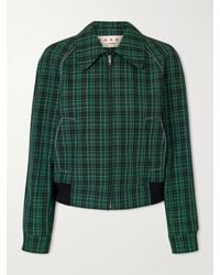 Marni - Cropped Checked Wool And Cotton-Blend Twill Jacket - Lyst