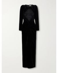 Balmain - Open-Front Lingerie-Detail Gathered Velvet Maxi Gown - Lyst
