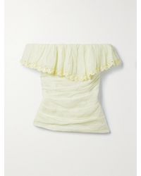 Isabel Marant - Orma Strapless Broderie Anglaise-Trimmed Ramie Top - Lyst