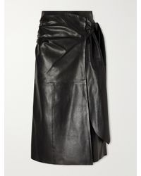 Nour Hammour - Viret Knotted Paneled Leather Midi Skirt - Lyst