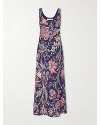 Alix Of Bohemia - Adele Mist Quatre Floral Patterned Silk Midi Dress - Lyst