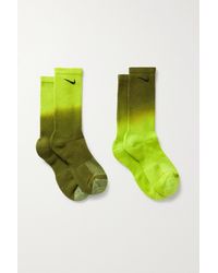 Nike Everyday Plus Set Of Two Ombré Ribbed Dri-fit Socks - Green