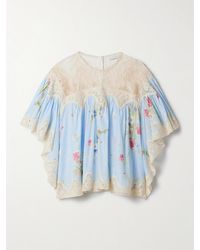 Zimmermann - Blouse En Voile De Coton À Imprimé Fleuri Et À Finitions En Dentelle Lucky - Lyst