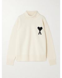 Ami Paris - Oversized Intarsia-Knit Wool Turtleneck Sweater - Lyst