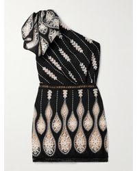 Johanna Ortiz - Celestial Matter Asymmetrisches Minikleid Aus Voile Mit Einsätzen Aus Guipure-Spitze - Lyst