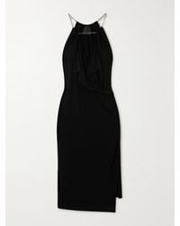 Givenchy - Chain-Embellished Ruffled Crepe De Chine Midi Dress - Lyst