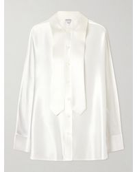 Bottega Veneta - Tie-Detailed Silk-Satin Shirt - Lyst