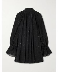 STAUD - Roux Crystal-Embellished Gathered Crepon Mini Dress - Lyst