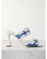 Manolo Blahnik - Sandales En Cuir À Finitions En Résille Avespamu 90 - Lyst