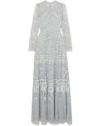 Needle & Thread Aurora Ruffled Sequin-embellished Tulle Gown - Blue